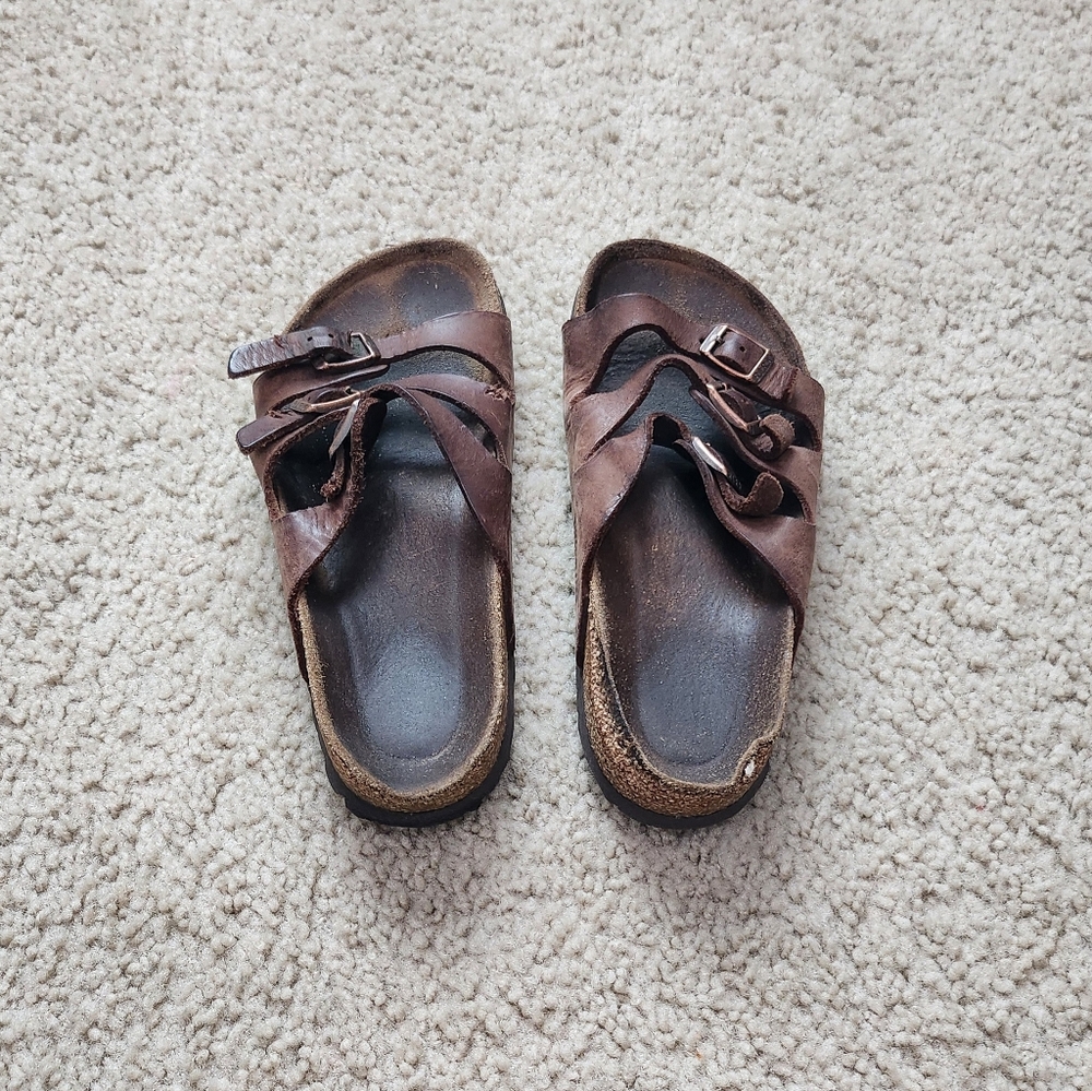 Birkenstock Papillo Sandals Women's Size 6 Buckle Slide Brown Leather Straps - Picture 4 of 6